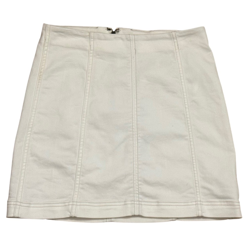 Free People Mini Skirt 6 White Paneled Seaming A-Line Exposed Back Zip OB502741